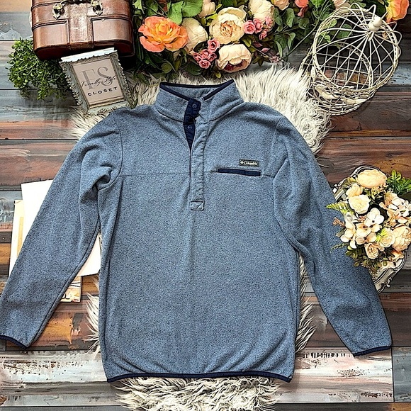 Columbia Blue Gray Quarter Snap Fleece Pullover - Picture 1 of 10